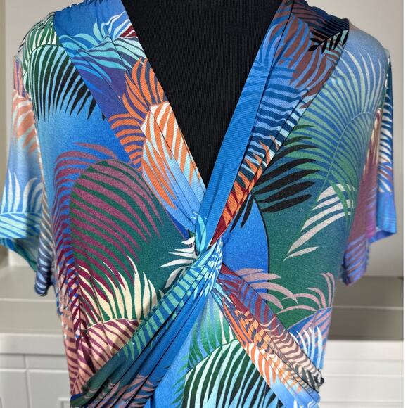 Soft Surroundings Anya Ombre Palms Maxi Dress Jersey Knit Size M Tropical Palms - Picture 3 of 12